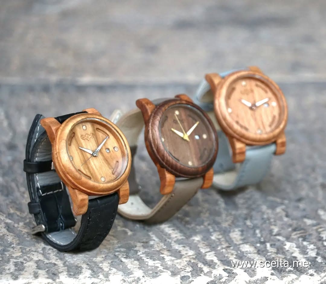 ساعت مچی چوبی با بند چرم مدل شیلر