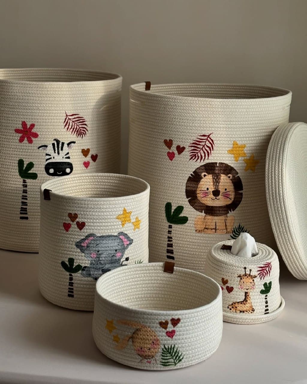 ست سبد نظم دهنده اتاق کودک طرح حیوانات جنگل