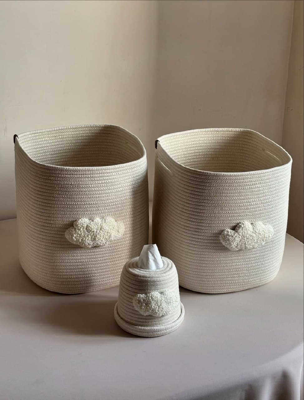 ست باکس نظم دهنده و کاور دستمال کاغذی طرح ابر