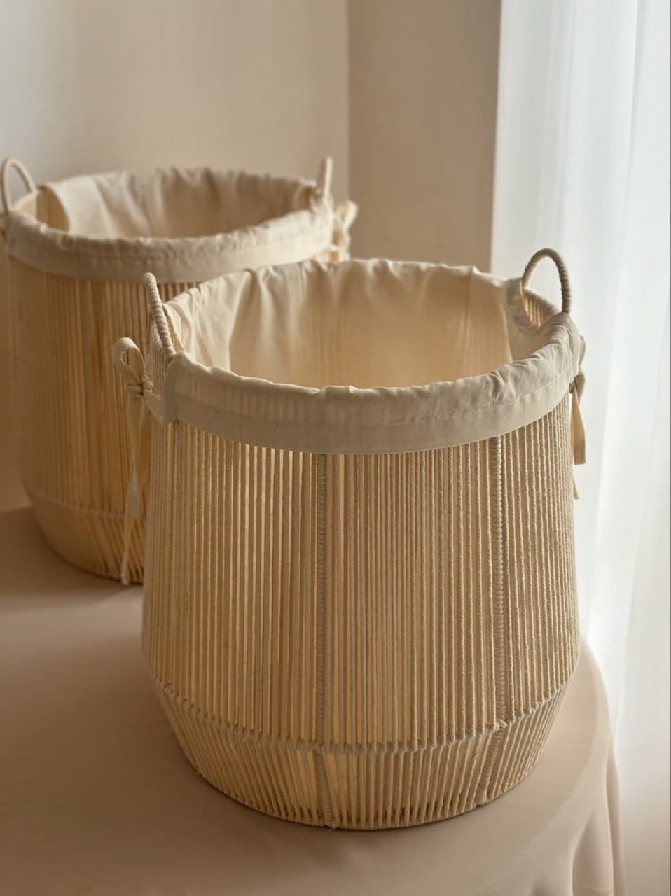 سبد مکرومه طرح خمره ای (مناسب لاندری روم، اسباب بازی و ...)