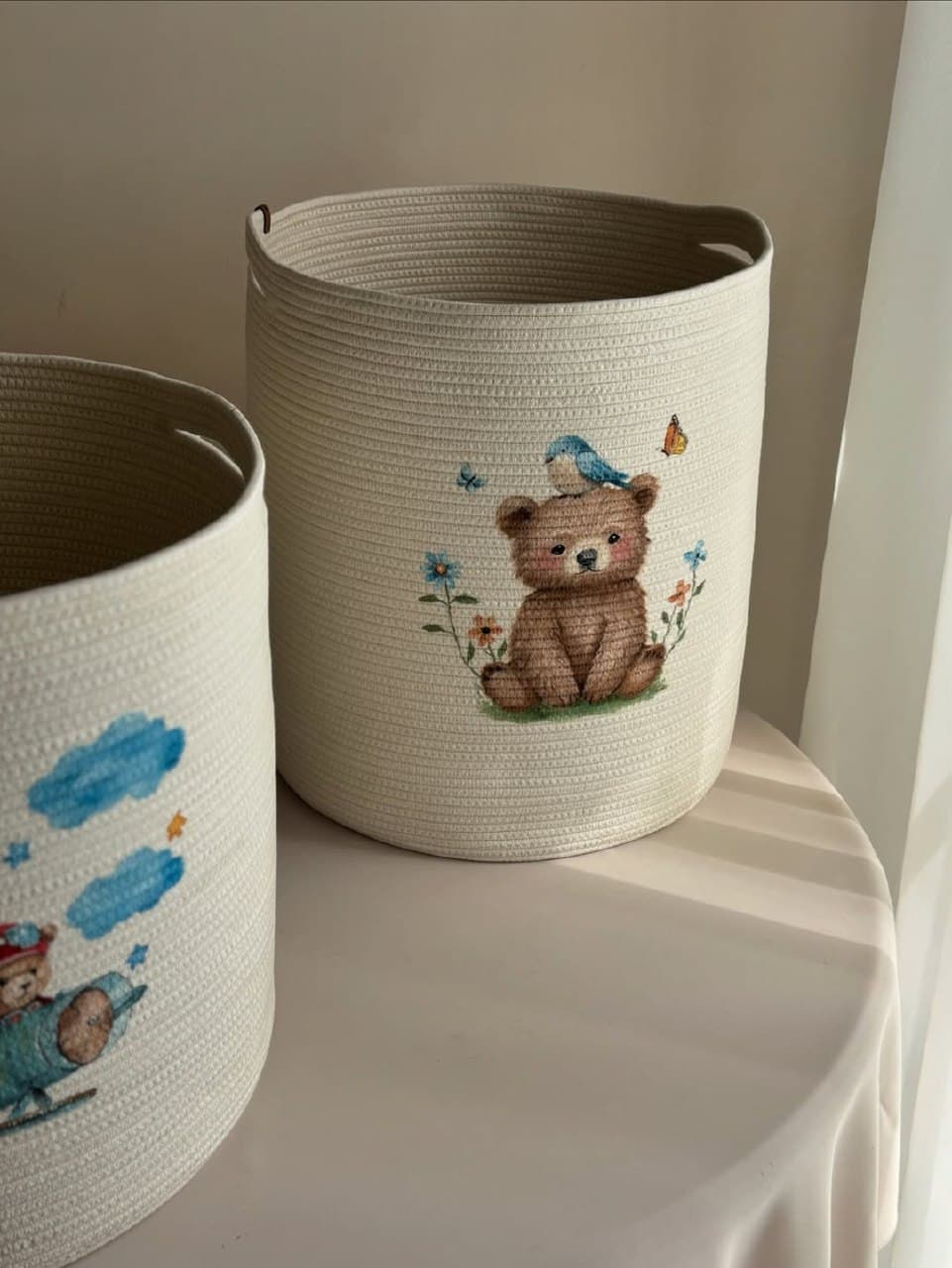 سبد نظم دهنده اتاق کودک طرح تدی نقاشی دست