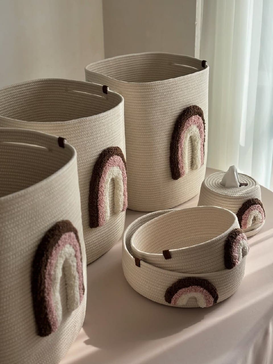 ست باکس و سبد نظم دهنده اتاق کودک طرح رنگین کمان