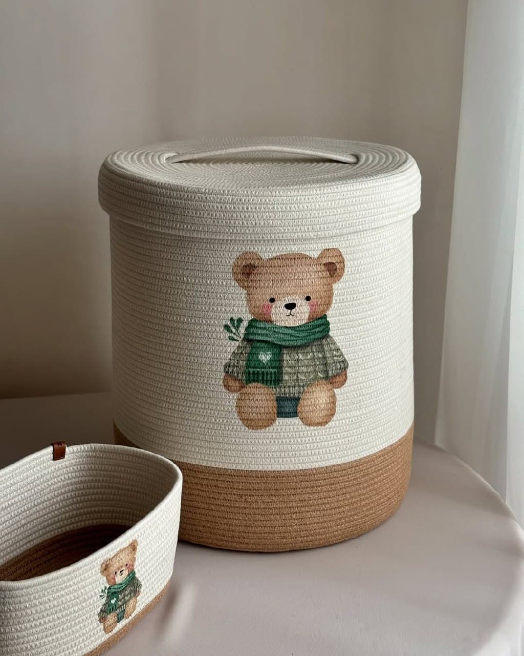 سبد نظم دهنده اتاق کودک طرح تدی نقاشی با دست