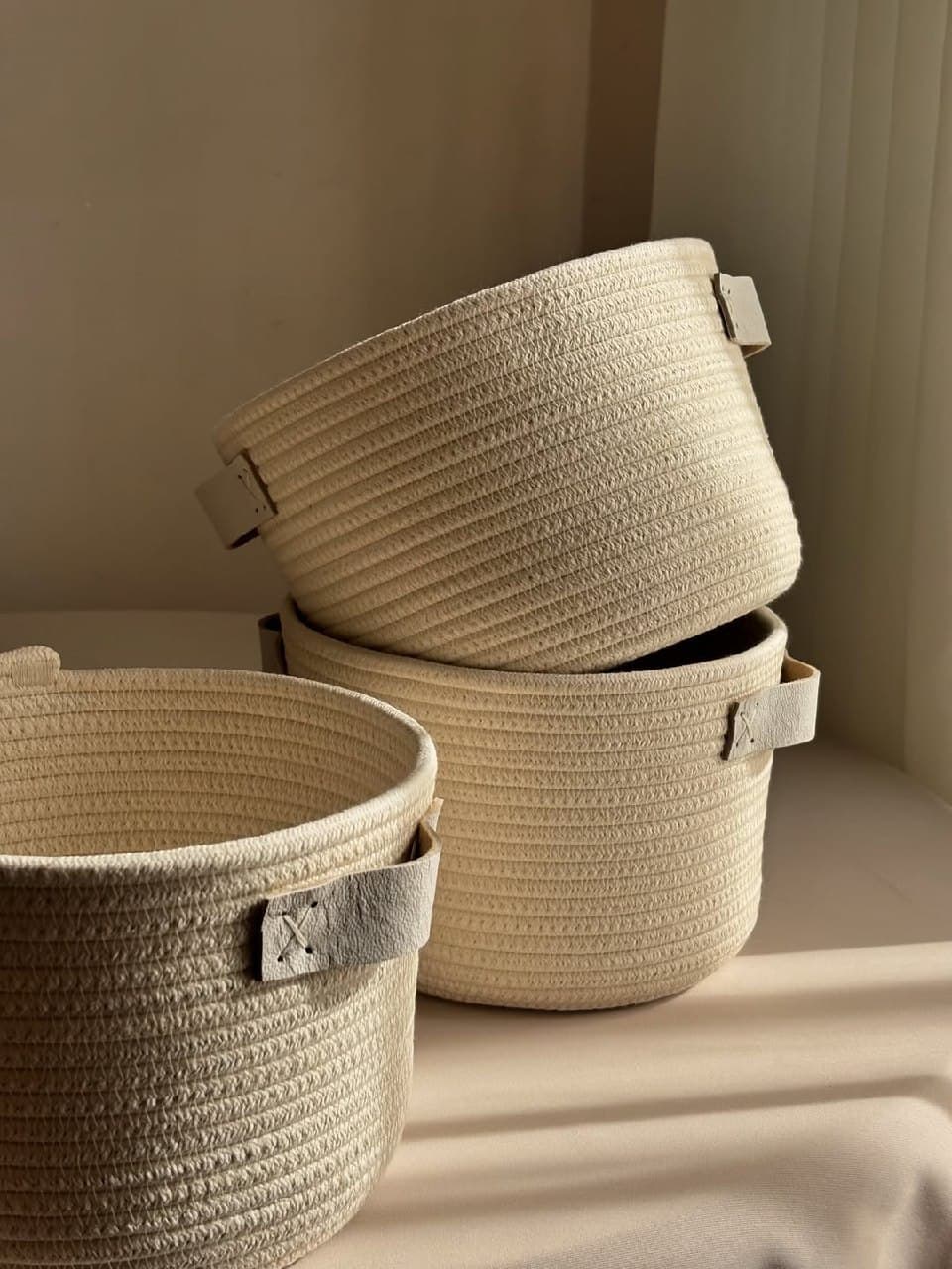 سبد نظم دهنده قیطانی با دسته چرم طبیعی