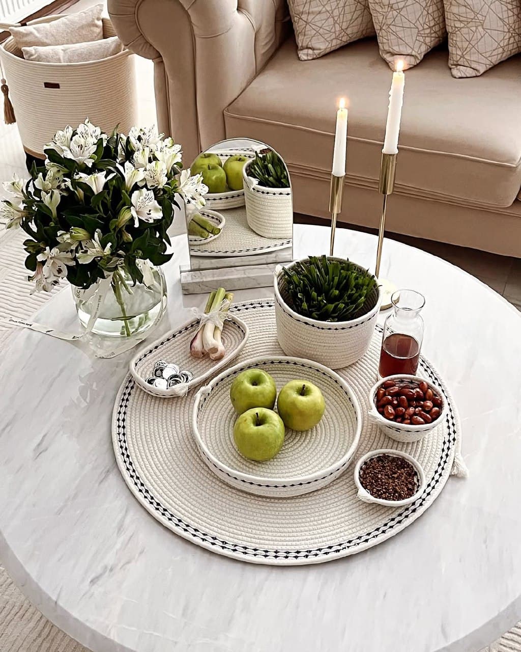 ست ظروف هفت سین دست ساز قیطانی