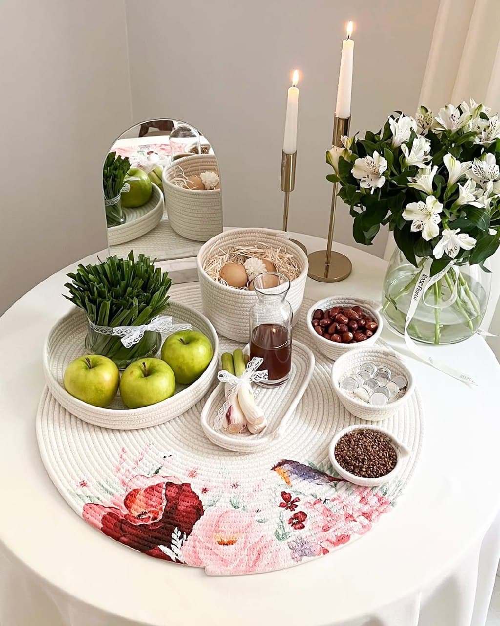 ست ظروف هفت سین دستباف مدل بهاران