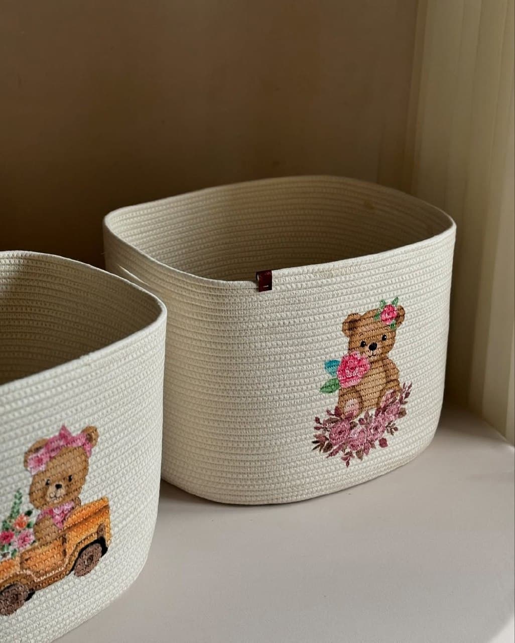 باکس نظم دهنده اتاق کودک طرح تدی با نقاشی دست