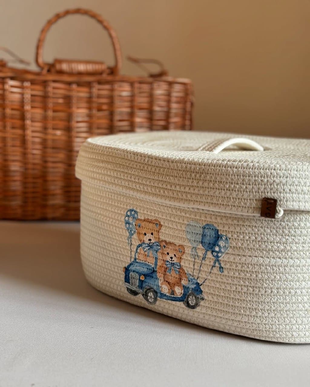 باکس نظم دهنده اتاق کودک طرح تدی نقاشی دست