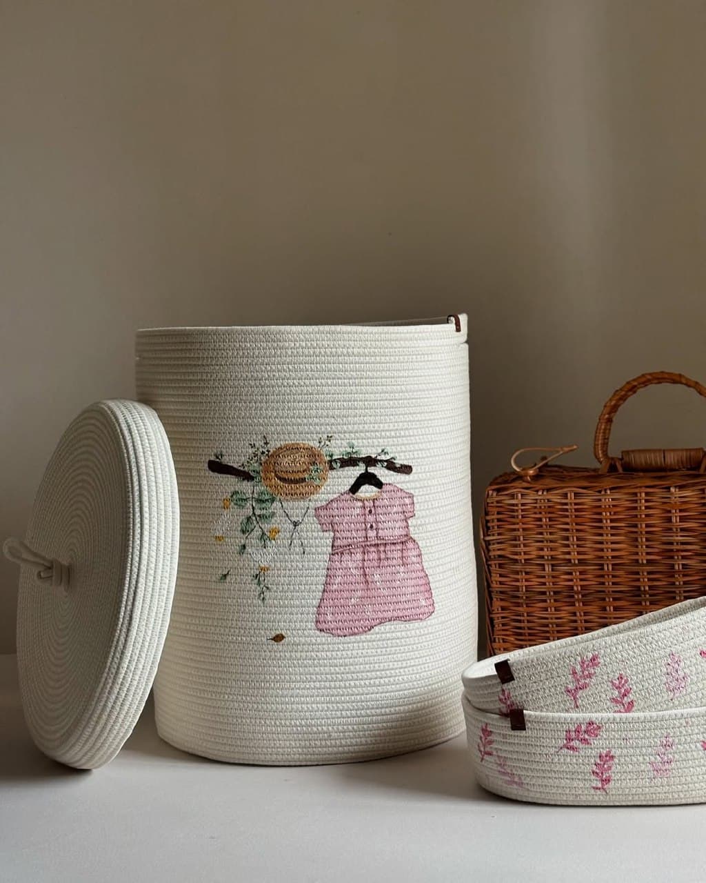 ست سبد لاندری و باکس نظم دهنده قیطانی اتاق کودک