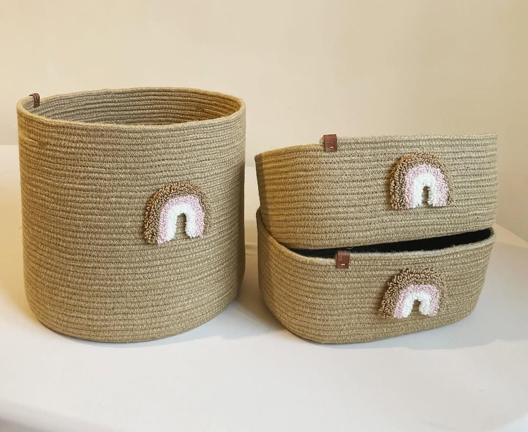 ست سبد کنفی اتاق کودک طرح رنگین کمان