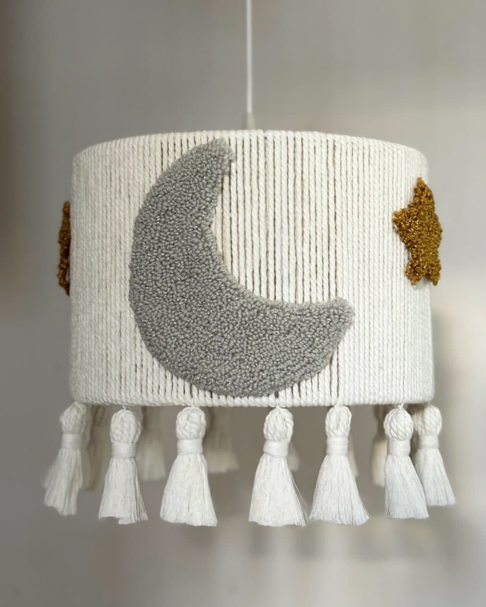 لوستر مکرومه اتاق کودک طرح ماه و ستاره