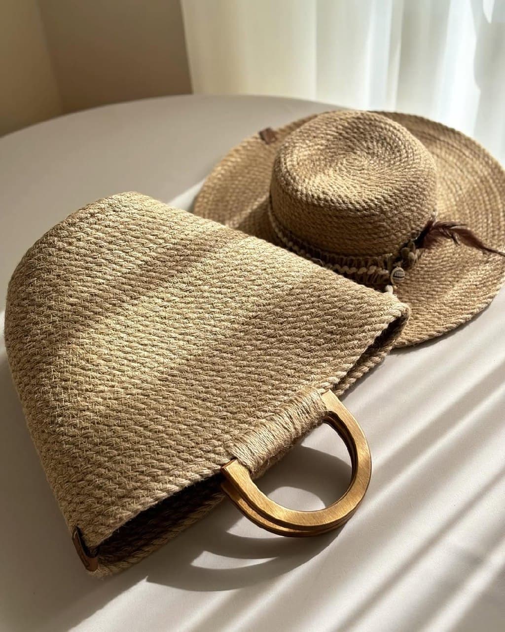 ست کیف و کلاه کنفی دست دوز