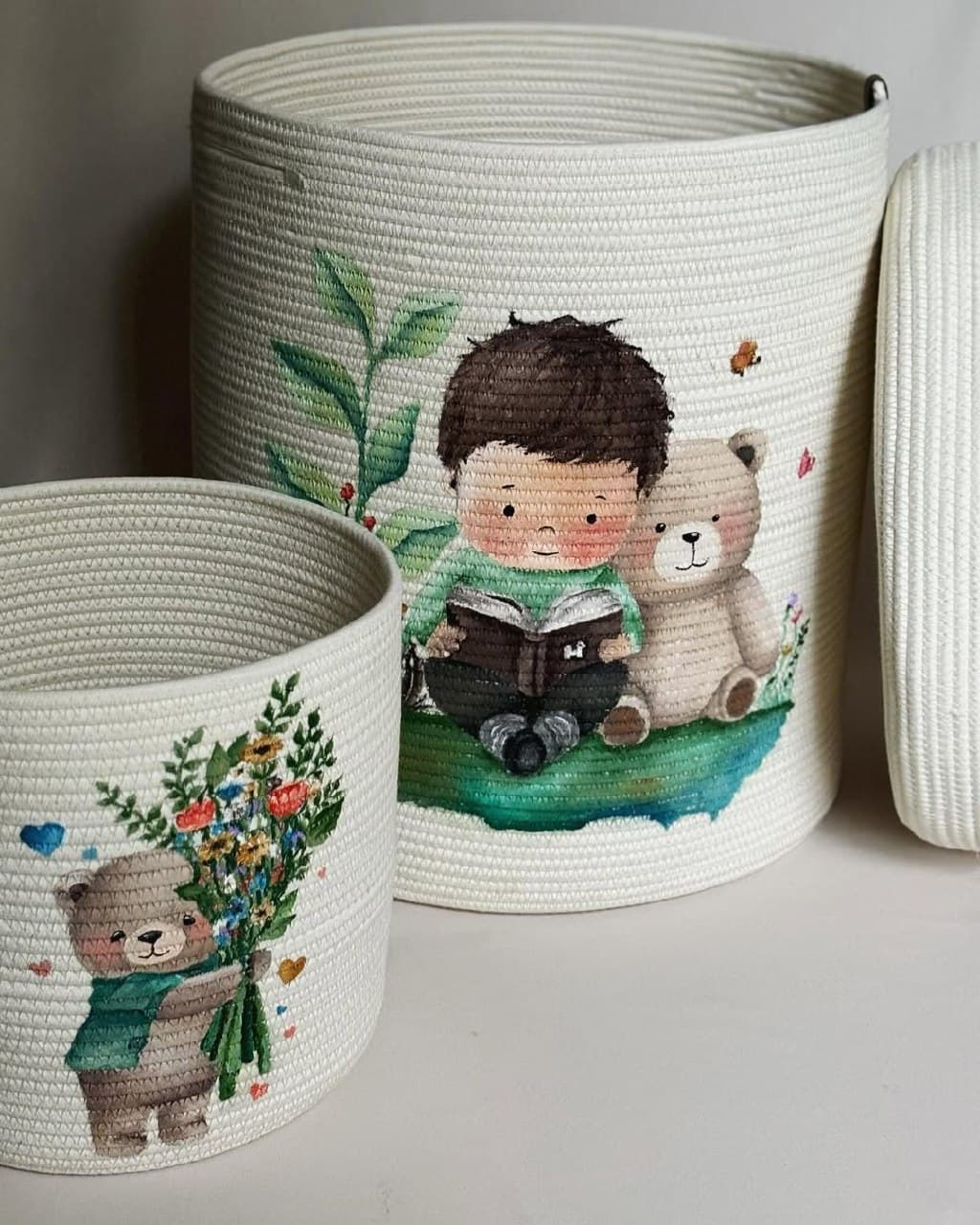 سبد نظم دهنده اتاق کودک با نقاشی دست