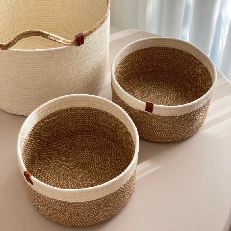 سبد نظم دهنده قیطانی دو رنگ کنفی و شیری