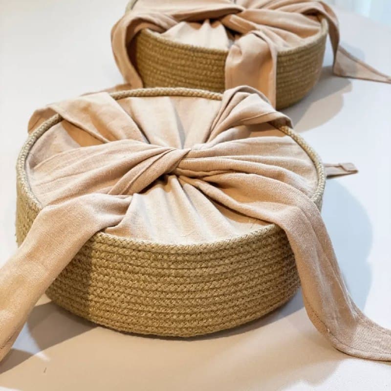 سبد نان حصیری کنفی پارچه ای