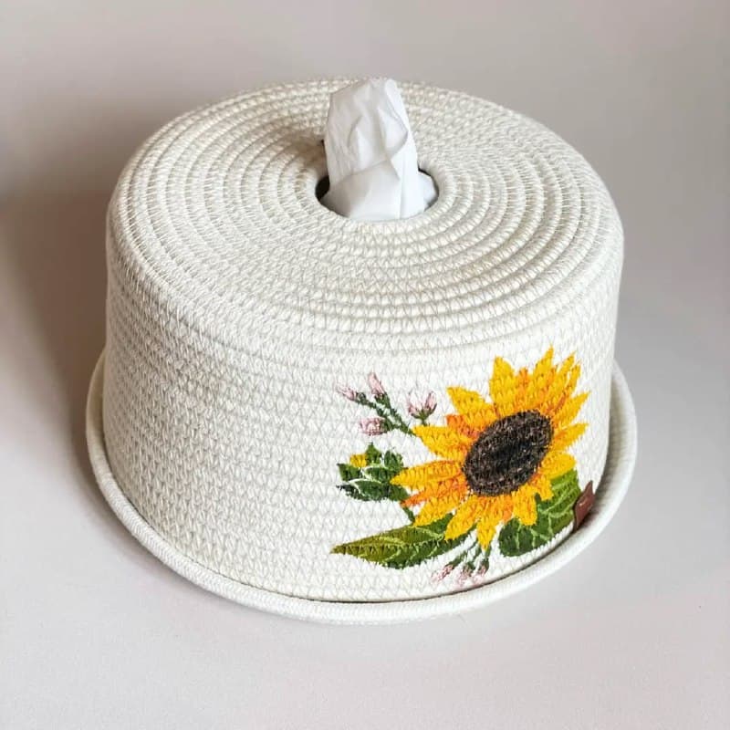 کاور دستمال کاغذی طرح آفتابگردان🌻 (قیطان دوزی)