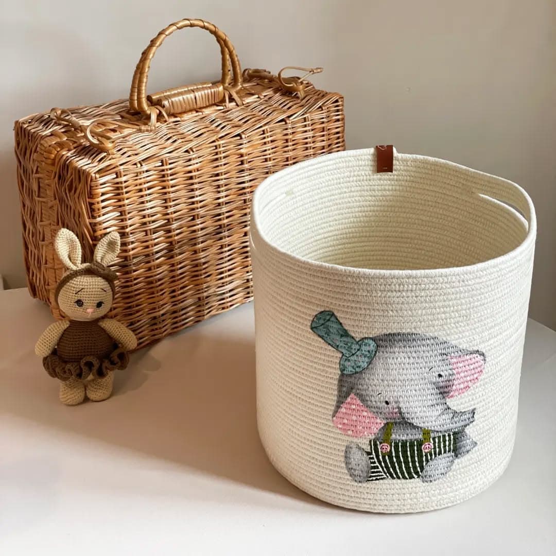 سبد اسباب بازی کودک طرح فیل نقاشی دست