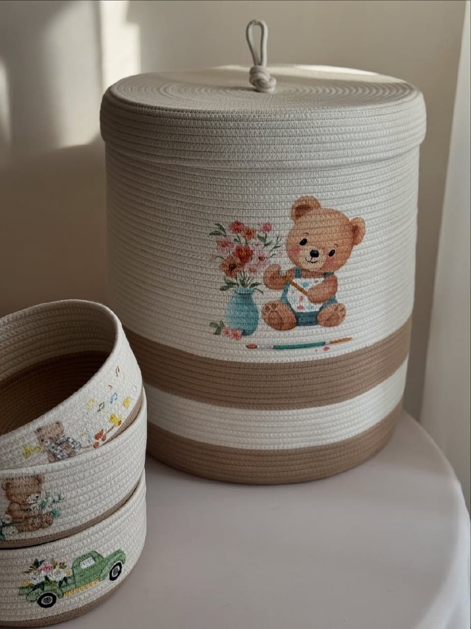 ست سبد نظم دهنده و لاندری اتاق کودک دست دوز طرح سارنگ