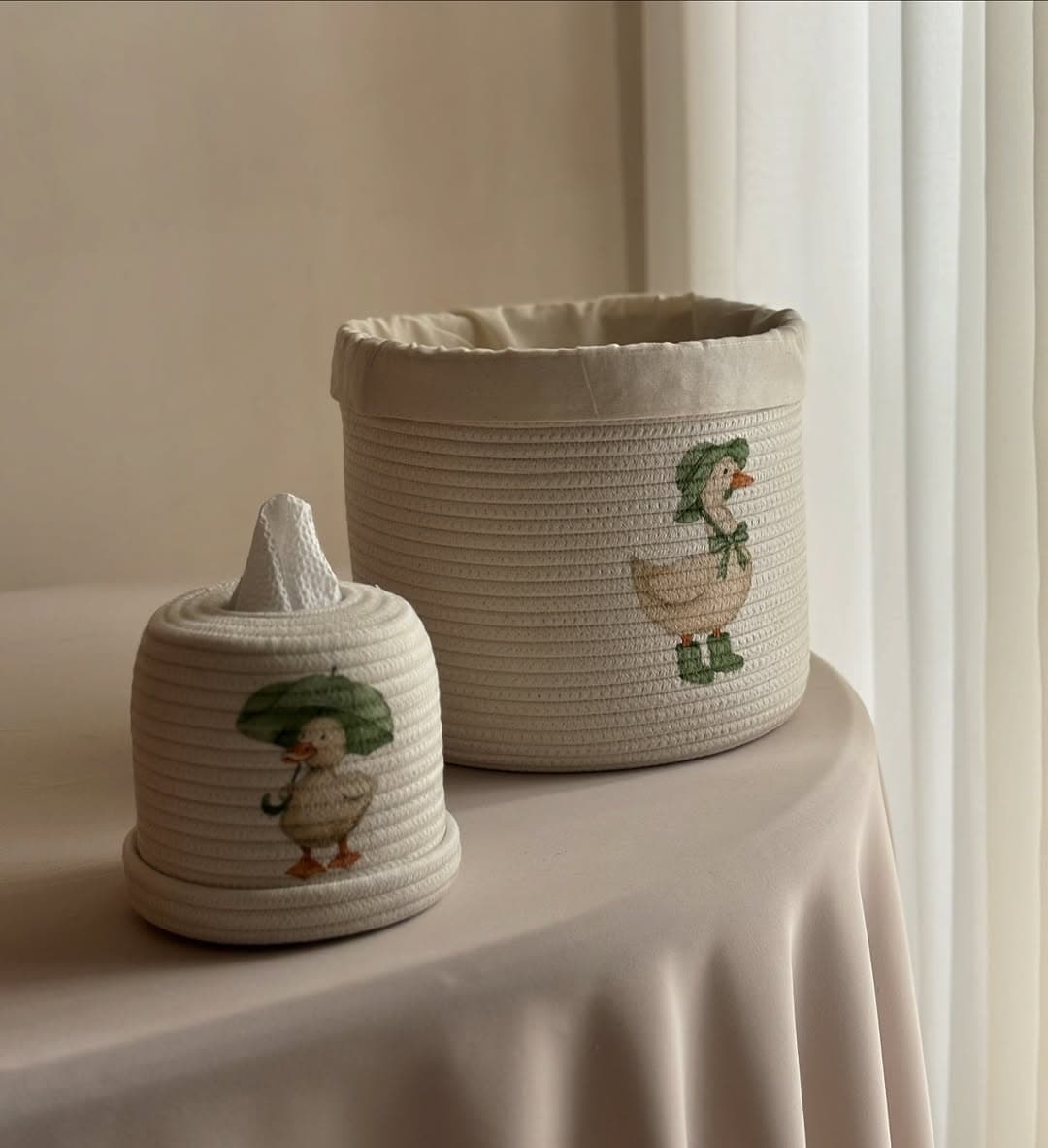 ست سبد و کاور دستمال کاغذی طرح اردک