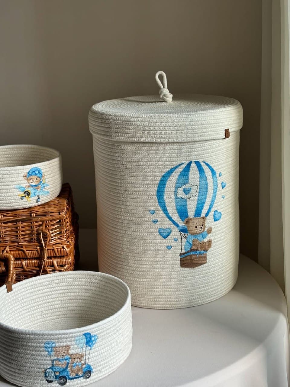 ست سبد نظم دهنده اتاق کودک طرح خرس خلبان