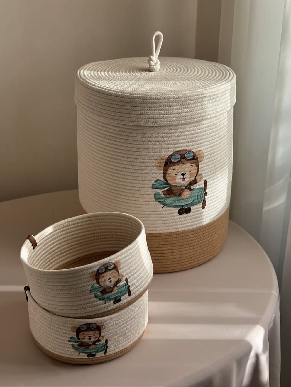 ست سبد لاندری و نظم دهنده اتاق کودک طرح تدی خلبان