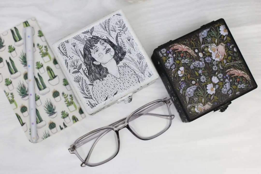 جعبه چوبی دکوری طرح دار