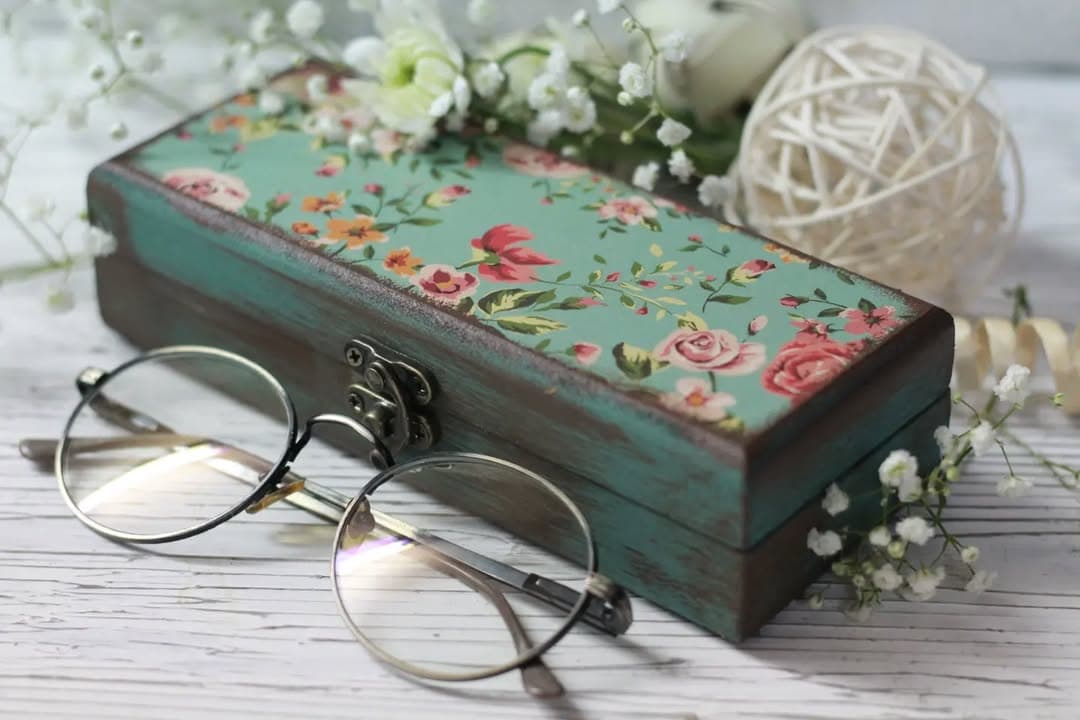 جعبه چوبی چندمنظوره طرح گل