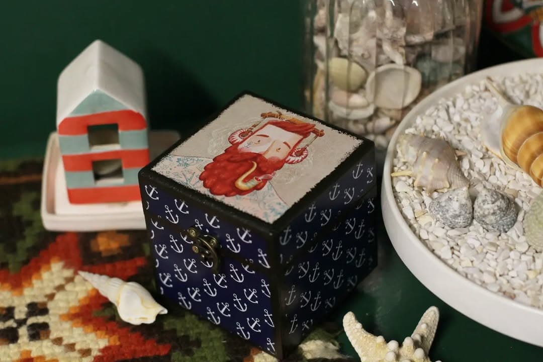 جعبه چوبی دکوری طرح ملوان