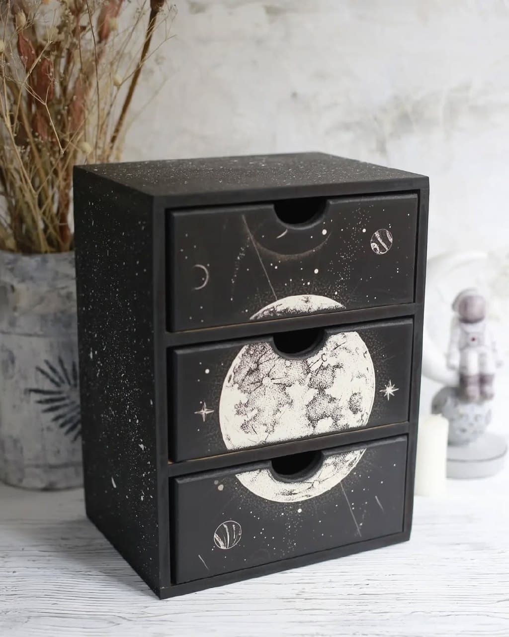 مینی کمد ۳ کشو طرح ماه و آسمان شب