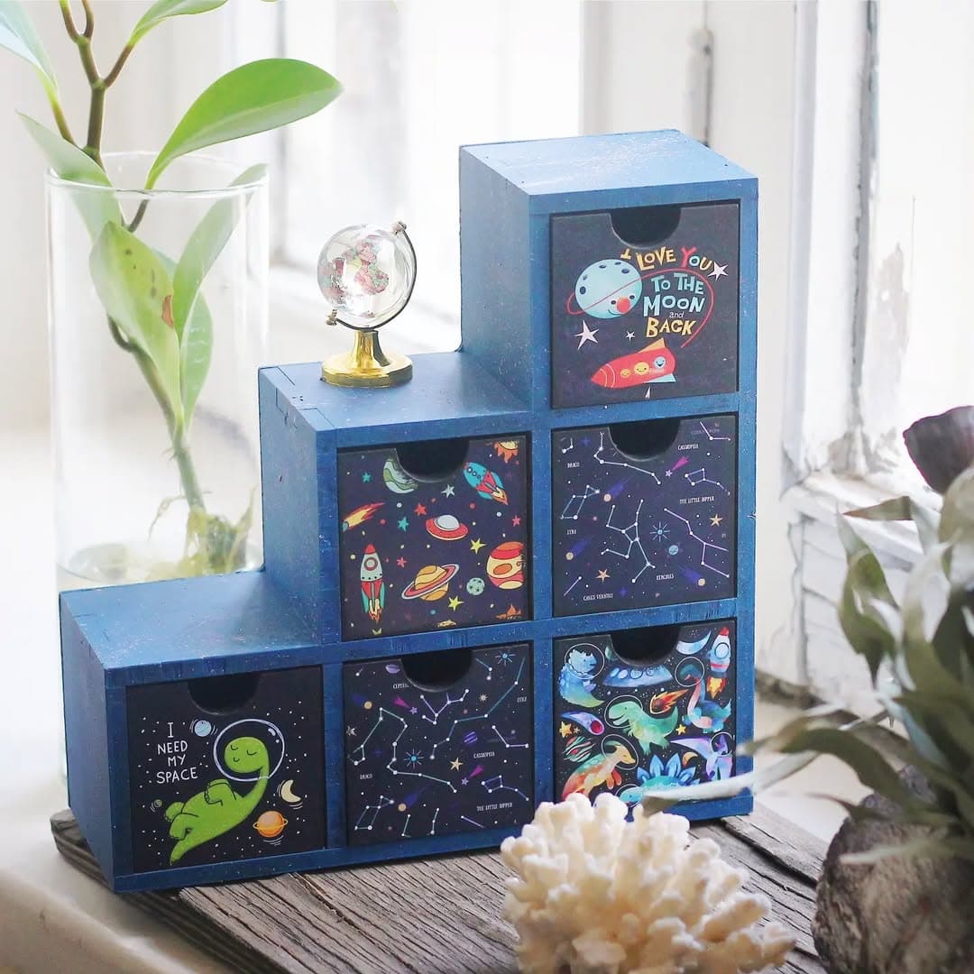 دراور رومیزی چوبی طرح کهکشان