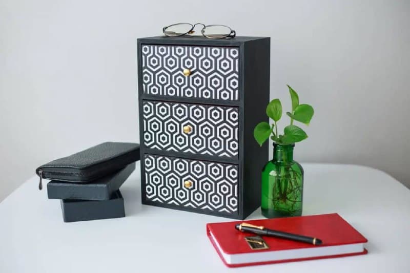 ارگانایزر رومیزی چوبی سه کشو طرح مدرن