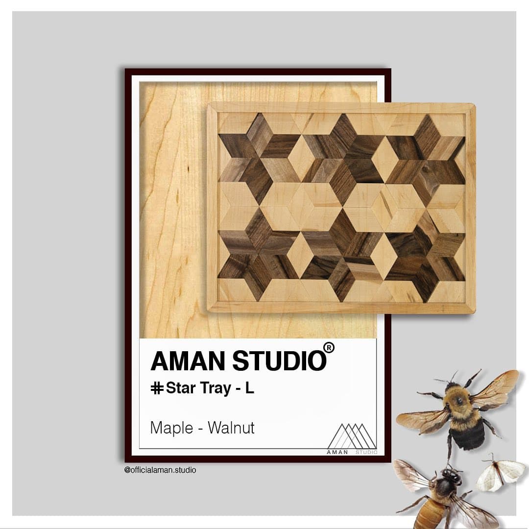 سینی چوبی دست ساز طرح ستاره مدل Star Tray