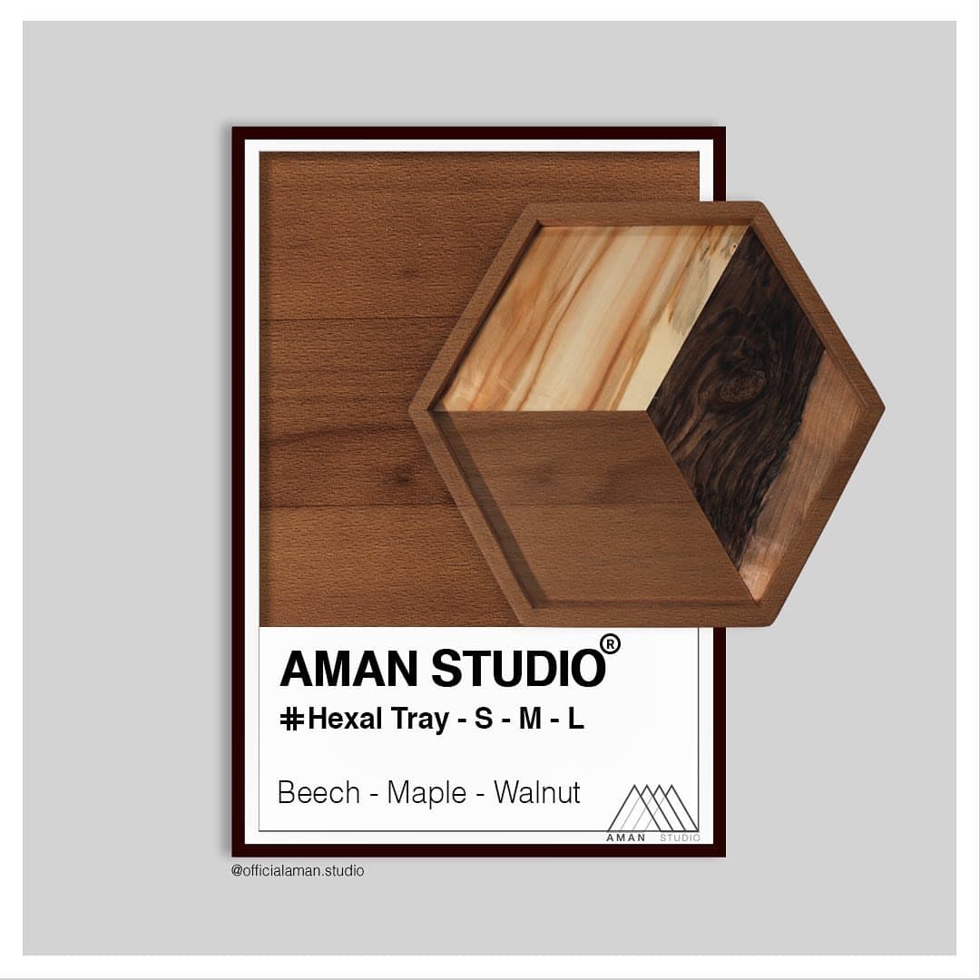 سینی چوبی شش ضلعی امان استودیو مدل هگزال