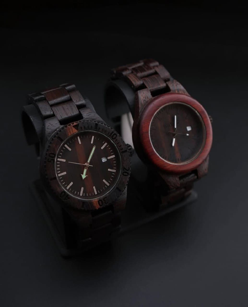 ساعت مچی چوبی مردانه مدل بلک وود