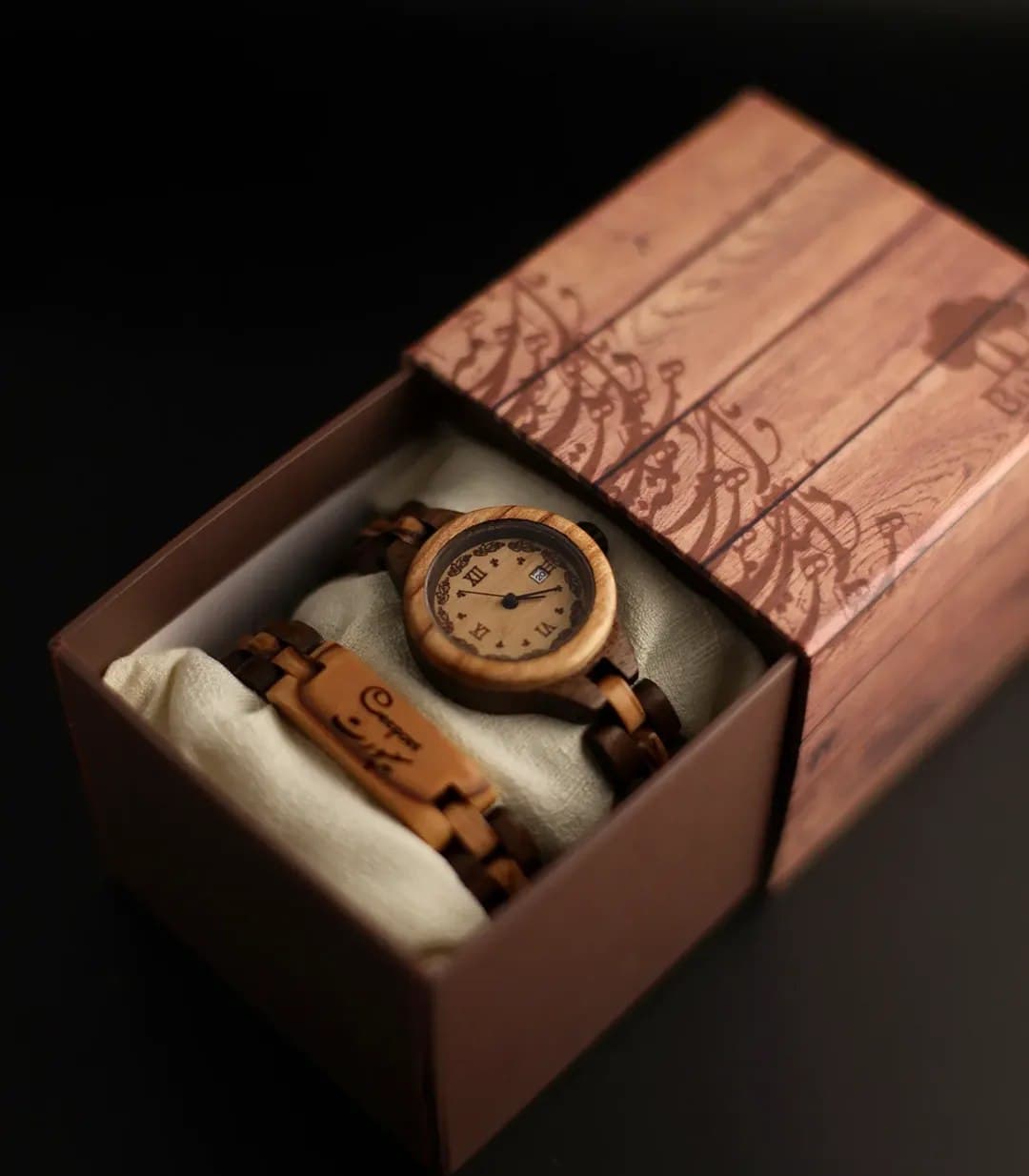 ست ساعت و دستبند چوبی مدل الیز