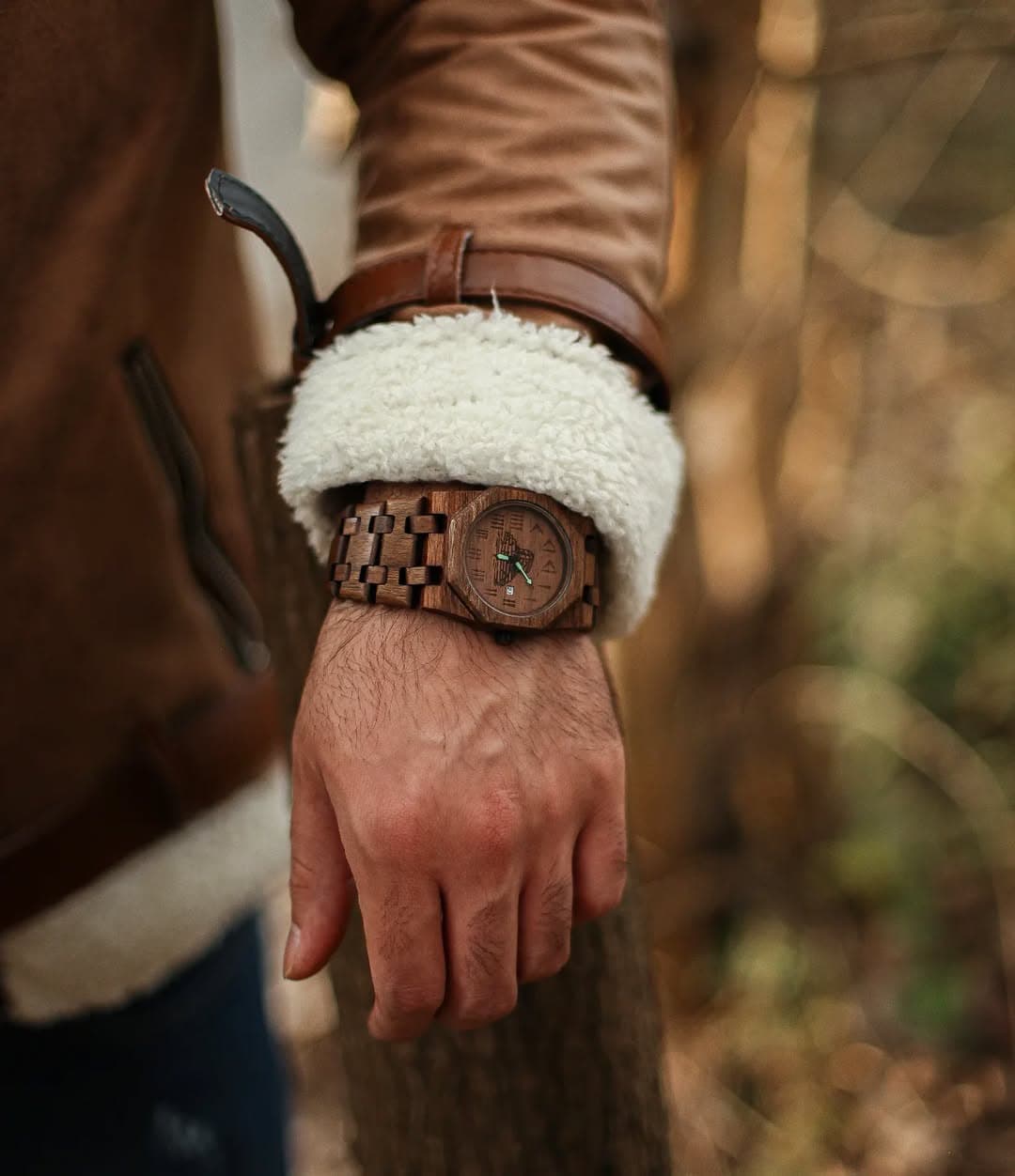 ساعت مچی چوبی مدل آذین