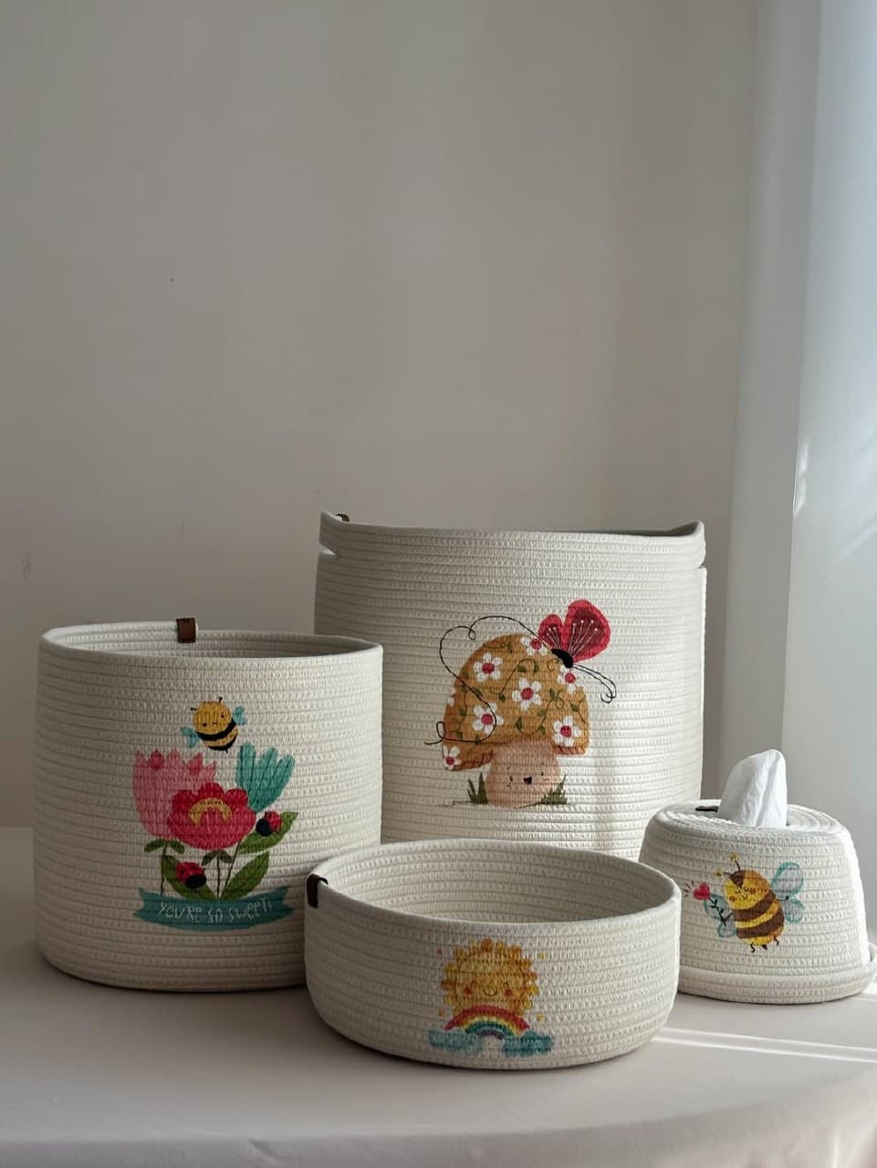 ست سبد نظم دهنده و اکسسوری اتاق کودک نقاشی شده