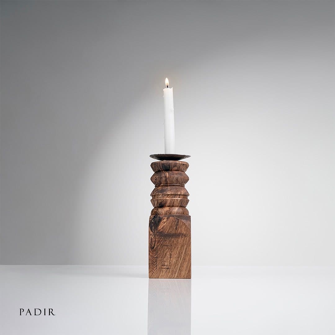 شمعدان چوبی دست ساز بلوط