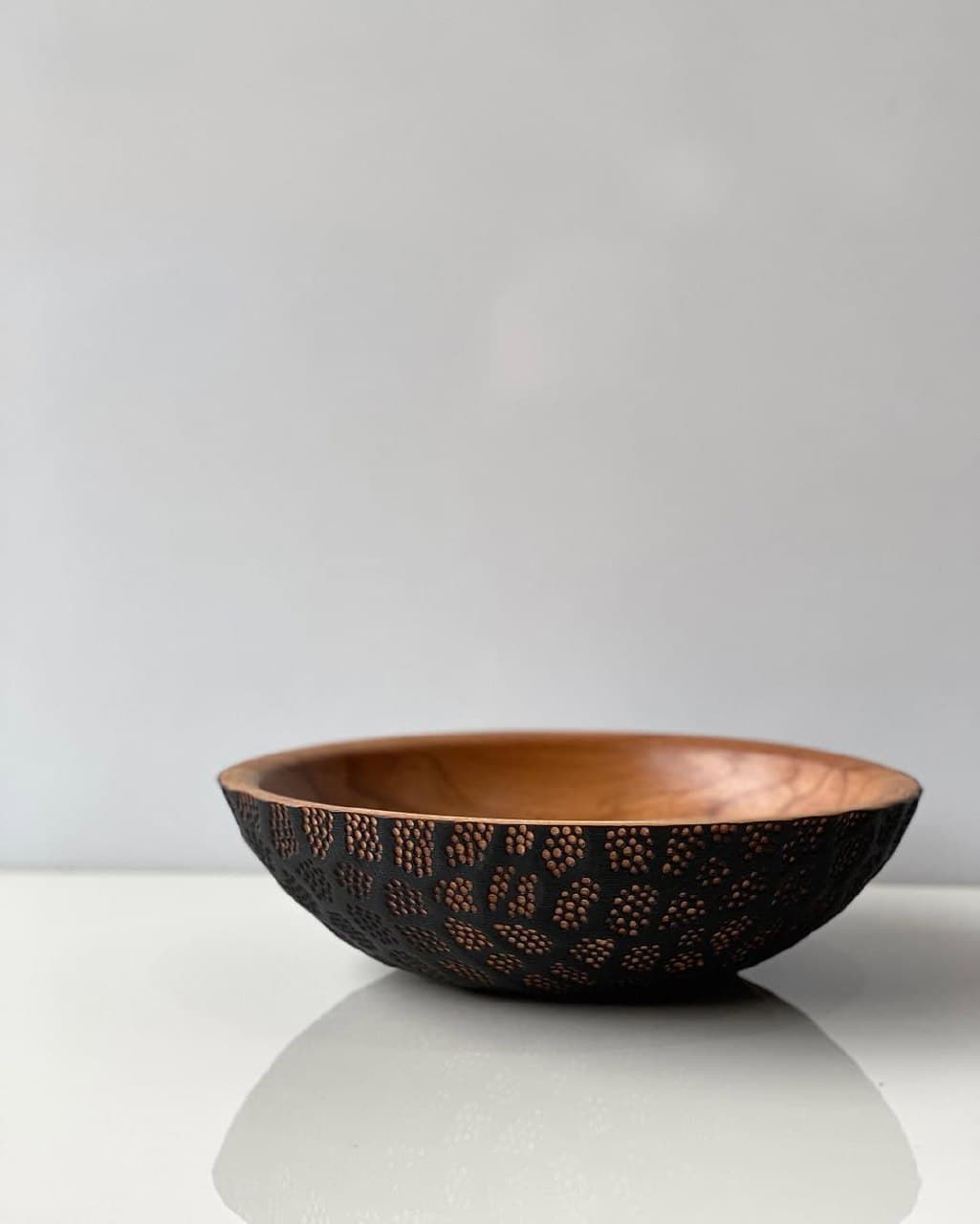 کاسه چوبی دست‌ساز مدل سوخته