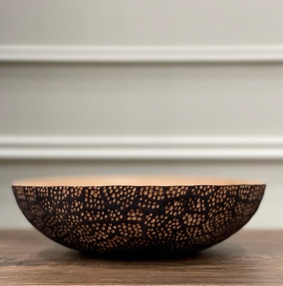 کاسه چوبی دست ساز مدل سوخته