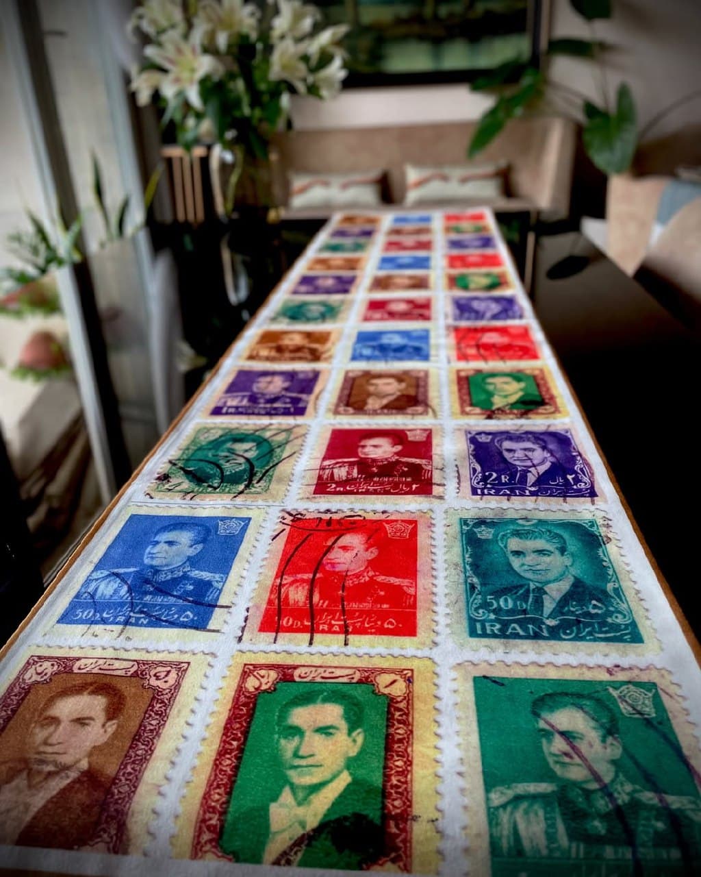 رانر رومیزی طرح تمبرهای قدیمی ایران