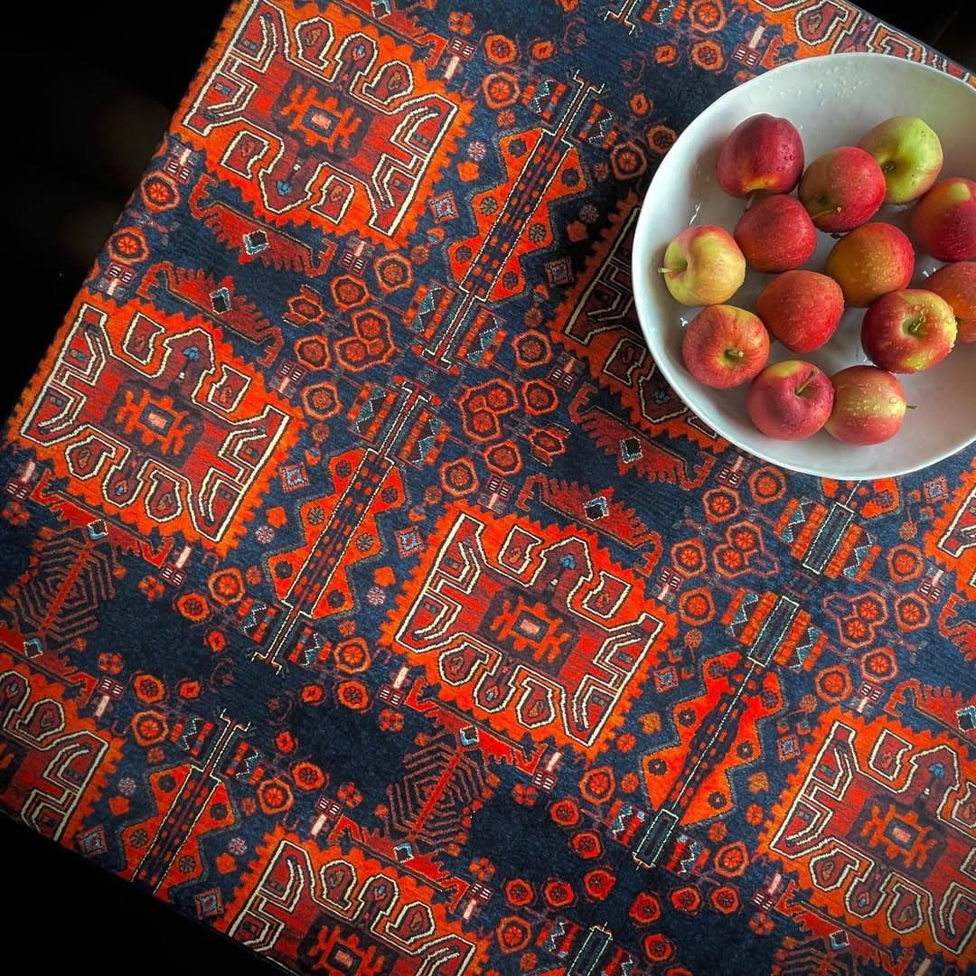 رومیزی مخمل طرح گلیم