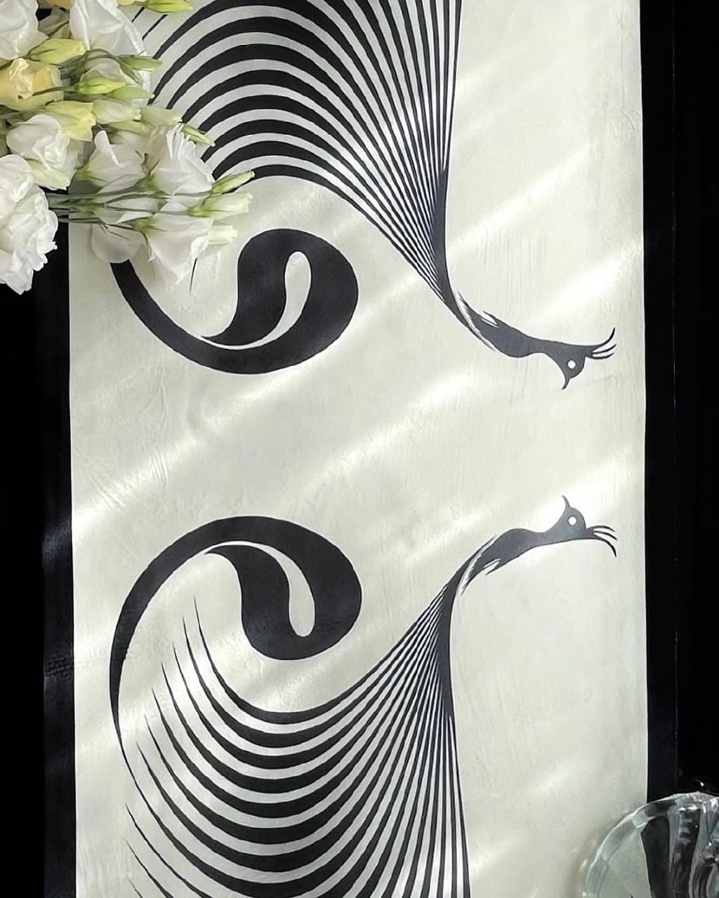 ست رانر و کوسن مخمل طرح طاووس