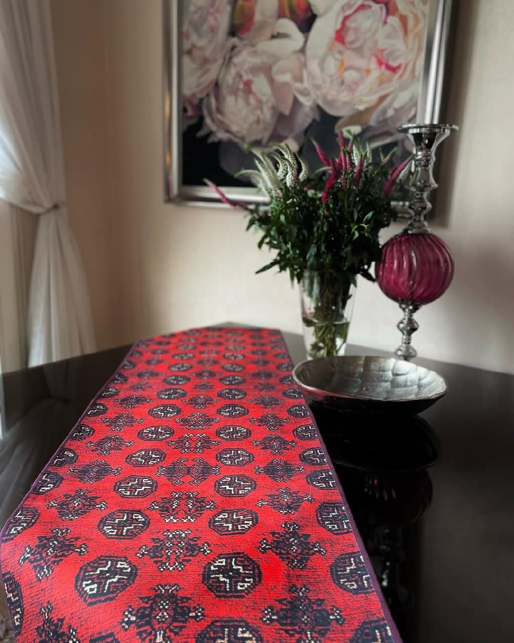 رانر رومیزی مخمل طرح فرش و گلیم