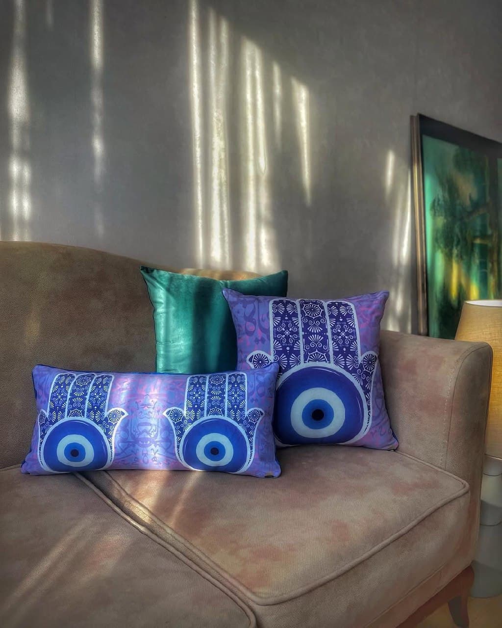 کوسن مخمل طرح چشم نظر