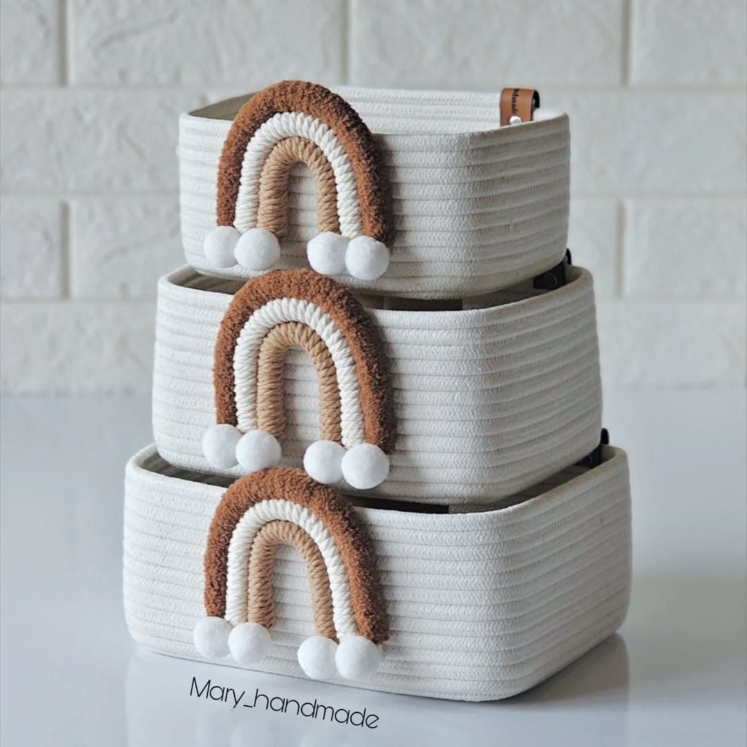 ست سه عددی سبد نظم دهنده مستطیلی طرح رنگین کمان