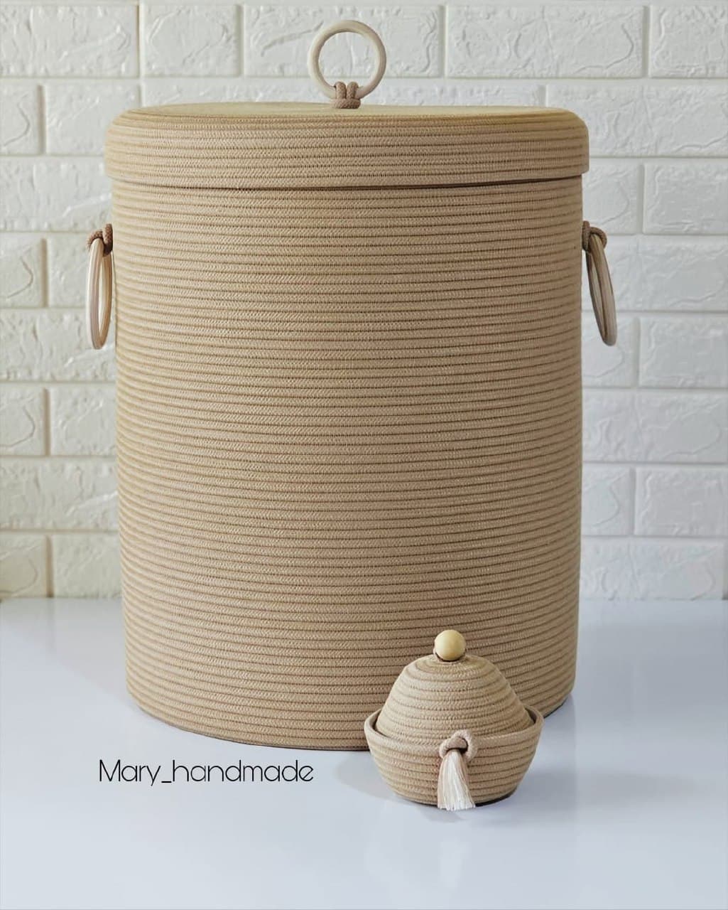 سبد لاندری طنابی دستباف