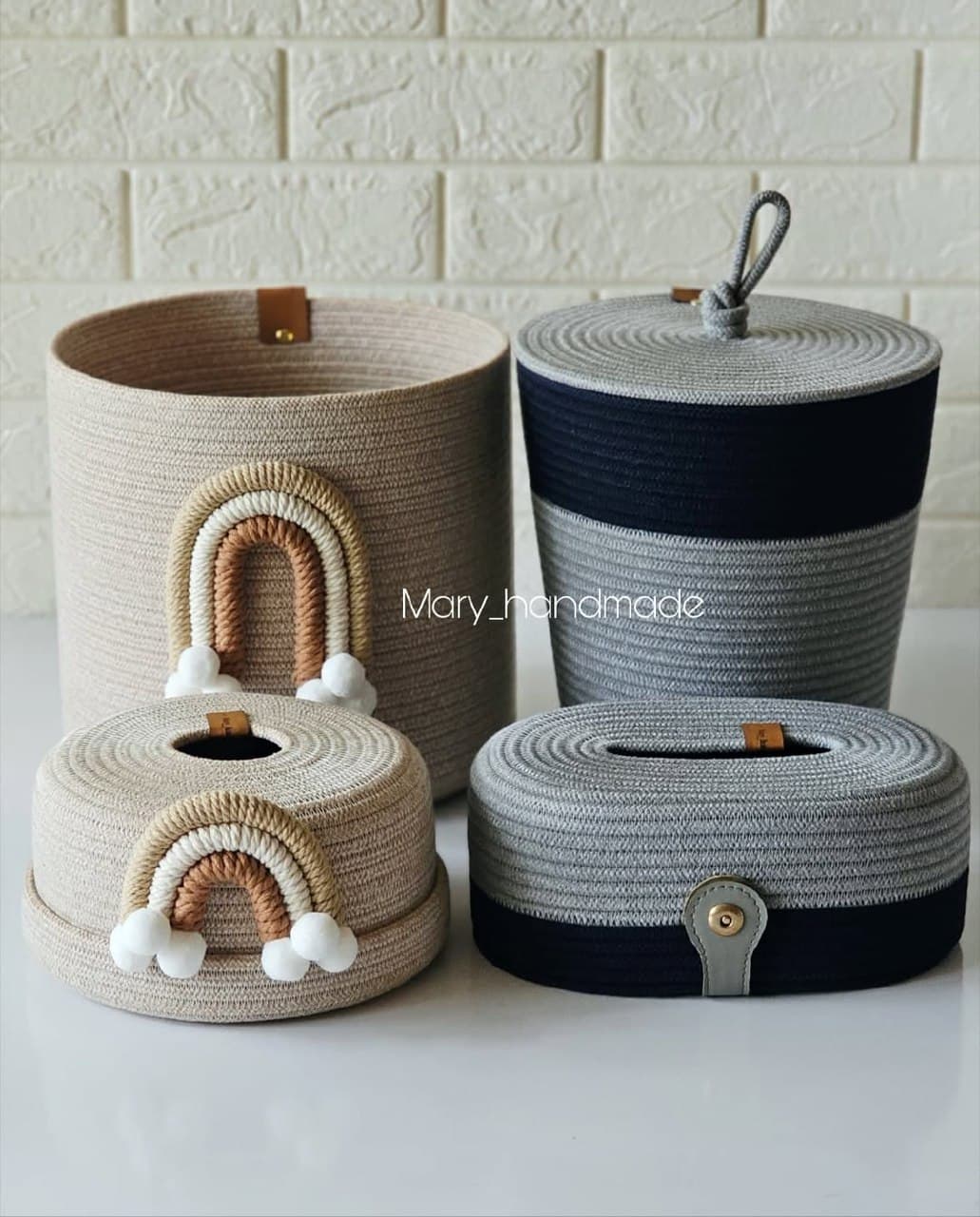 ست سطل و جا دستمالی رنگین کمانی