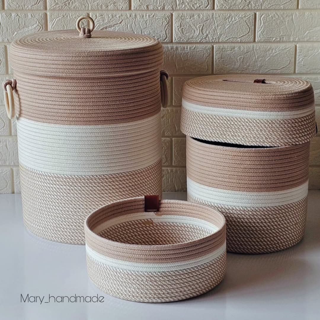 سبد لاندری درب دار قیطانی دستبافت