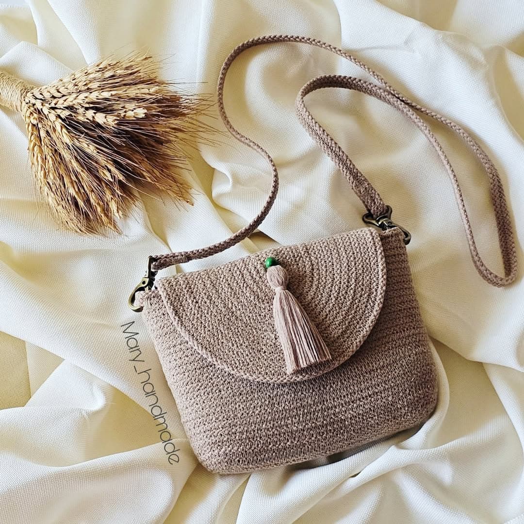 کیف دوشی دستبافت نخ پنبه